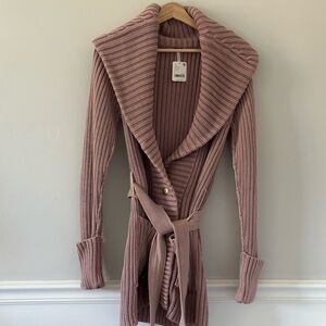 NWT Free People Women's Pink Ribbed Sweater Cardigan